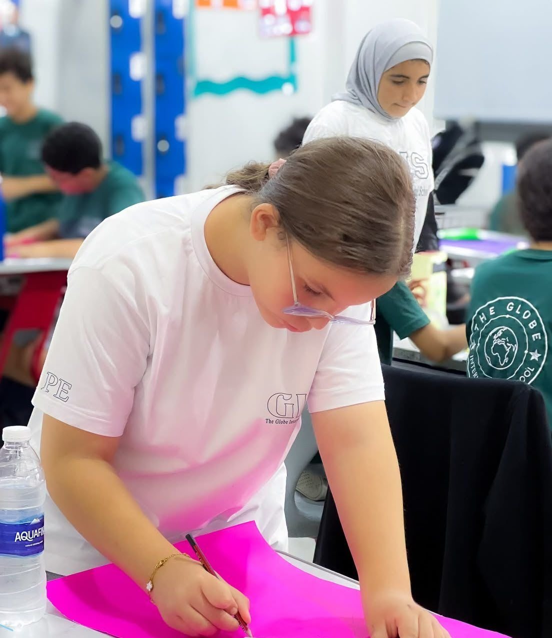 Student working on an art project